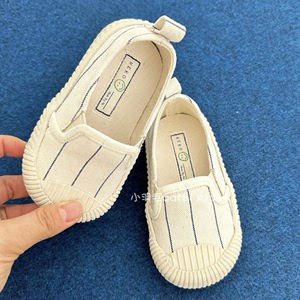 2023韩国童鞋代购NEKO正品儿童男女孩条纹休闲套脚松紧帆布鞋