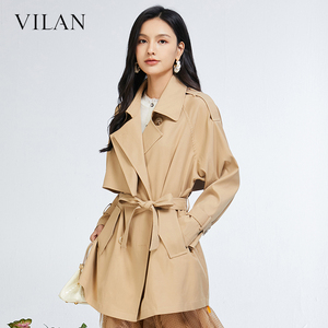 vilan/慧兰商场款风衣女气质春季新款韩系时尚中长款显瘦气质外套