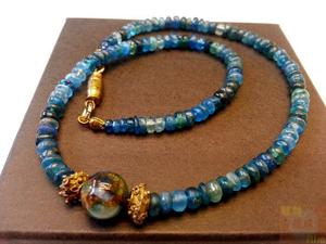 欧洲海外回流西洋古董珠宝首饰 多米尼加天然海兰宝石项链