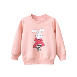 27HOME秋冬装女童加绒卫衣韩版儿童兔子卡通圆领洋气长袖套头T恤