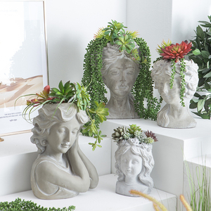 诗越 欧式少女花盆摆件复古植物盆创意花园装饰客厅花盆干花花器