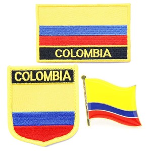 066 Colombia flag pin patch哥伦比亚国旗布贴 熨烫背胶刺绣臂章