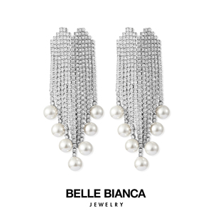 Belle Bianca官方旗舰店 设计师品牌 心型珍珠微镶耳环