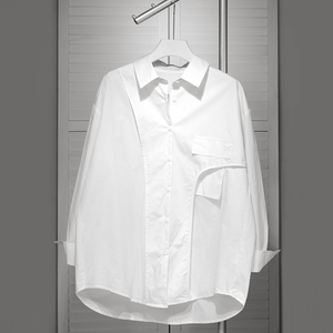 设计感白色长袖衬衫女小众宽松显瘦百搭上衣2024春秋新款衬衣外套