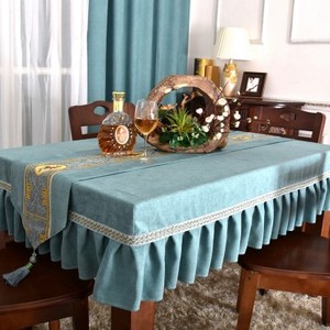 纯色布艺长方形餐桌布圆桌家用布艺桌子套罩布正方形茶几桌布定做