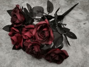 暗红色仿真花玫瑰假绢血色哥特朋克个性装饰把束动漫婚礼萝莉万圣