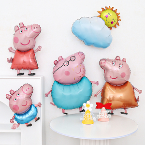 小猪佩奇乔治宝宝铝膜气球猪小妹卡通儿童生日派对场景装饰布置