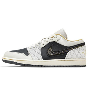 耐克男鞋Air Jordan 1 Low AJ1绸缎黑灰运动篮球鞋板鞋DV1762-001