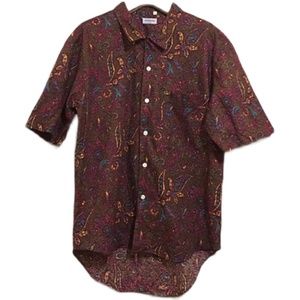 【原 价¥148】vintage  日本古着shadow man深棕色腰果花衬衫