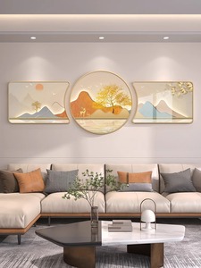 高档沙发背景墙挂画水晶镶钻新款现代轻奢客厅装饰画三联组合壁画