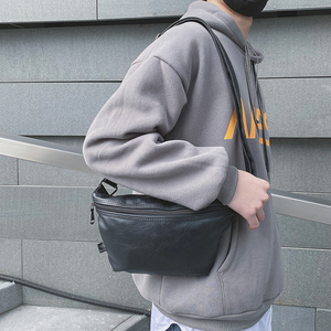 韩版休闲男士斜挎包时尚胸包PU皮复古单肩包个性小挎包潮流男腰包