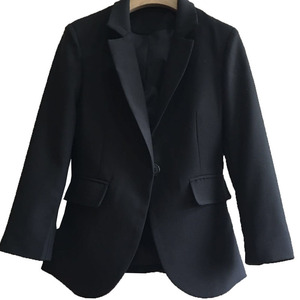 香风女外套2023新款西装外套女韩版中长款修身长袖黑色女士西服