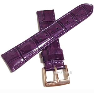 正品铁达时TITUS表带真皮女表紫色鳄鱼纹理手表漆皮带16 18 20m宽