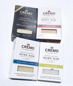 Cremo Body Bars去角质清洁身体皂鼠尾草柑橘/蓝雪松柏树波本橡木