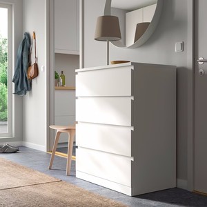 IKEA济南宜家国内代购马尔姆4屉柜白色卧室抽屉柜床头柜3斗柜收纳