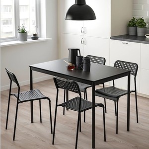IKEA宜家桑德贝利桌子黑色餐桌4人座国内代购家用6人桌简单北欧面