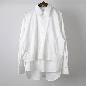 牧木原创韩版休闲宽松长袖白色衬衫男潮流设计感小众纯棉黑白衬衣