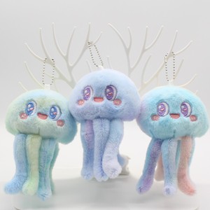 可爱海洋动物毛绒玩具小章鱼挂件彩色水母玩偶钥匙扣包挂饰小礼品
