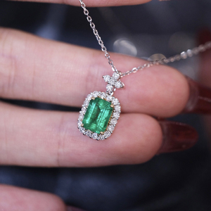 安之珠宝 18K白金祖母绿钻石吊坠项链排戒戒指 高级优雅 带证书