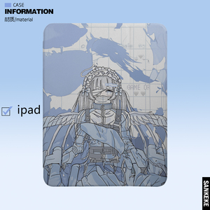 三壳壳原创小众二次元战斗天使平板保护套适用于苹果IPAD/air/5/4/3/pro/mini/10代ipad旋转亚克力三折书本款
