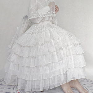 暗香浅影LOLITA原创铃兰系列衬裙雪纺延长裙裙撑白色蛋糕型5层