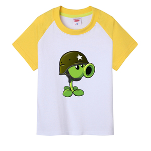 植物大战僵尸男童t恤 豌豆射手短袖体恤图案儿童装半袖亲子装衣服