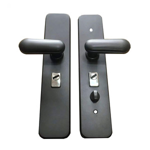 不锈钢防盗门金属灰色大门锁加厚面板多功能通用型执手锁门拉把手