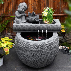 新中式流水景观户外庭院喷泉鱼缸循环水花园装饰摆件室外鱼池造景