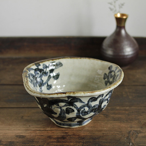 日本原装进口 手工唐草陶瓷拉面碗 大碗面商用碗瓷碗餐盘日式餐具