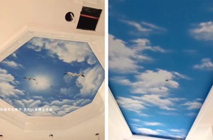 蓝天白云手绘 广东省内绘画服务 现场手绘 墙绘壁画 家装背景墙