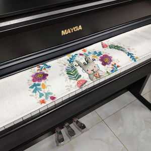 棉麻数码印花电钢琴键防尘布琴键盘遮盖套盖布88键电子琴琴披琴罩