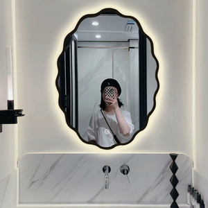 法式浴室镜椭圆壁挂家用卫生间智能化妆镜子网红卧室梳妆镜挂墙式