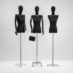 黑色平肩模特道具女装半身假人台服装店直角肩橱窗模特展示架厂家