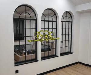 时尚新款圆弧形铁艺窗户屏风隔断墙厨房采光墙壁玻璃框架遮挡电表