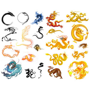 【已裁剪】中国龙图案神话动物自粘手帐贴纸手账素材儿童卡通贴画
