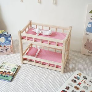 Doll bed幼稚园家具娃娃床公主床角色扮演木制婴儿摇摇床玩具套装