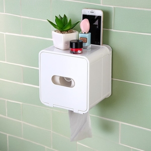 卫生间纸巾盒卷纸盒壁挂厕纸手纸盒免打孔纸巾架可置物防水卷纸筒