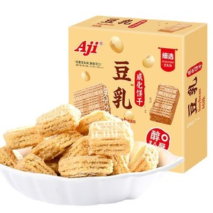 Aji豆乳威化饼干日式小方块饼干夹心下午茶早餐零食小吃68g/盒