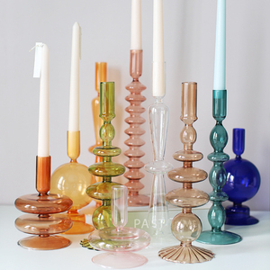 创意北欧风蜡烛玻璃烛台摆件台座浪漫轻奢复古烛杯玻璃罩中式婚庆
