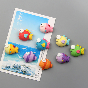 韩国创意可爱海洋小鱼卡通树脂冰箱贴立体磁扣家居装饰品一套