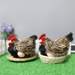仿真母鸡公鸡动物标本孵蛋鸡模型工艺品超市鸡蛋装饰美陈道具摆件