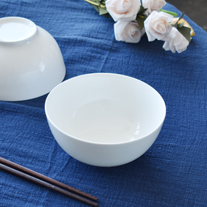 6英寸圆碗合集骨瓷纯白大号碗吃面碗商用家用大碗日式水果沙拉碗