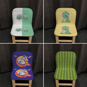 卡通太空足球场恐龙男孩幼儿园靠背一体式坐垫木椅垫子小学生椅垫