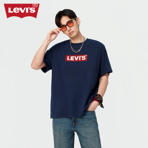 Levi's李维斯20夏季新品男士蓝色短袖T恤简约休闲LOGO印花