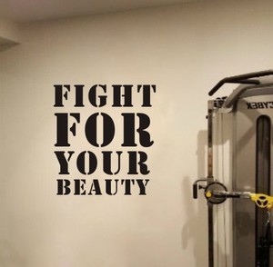 B208为美丽而战英文欧美工业风健身房女性私教工作室背景墙贴纸
