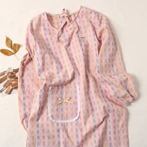 成人韩版清新可爱水洗棉布厨房围裙防污家务清洁夏季长袖少女罩衣
