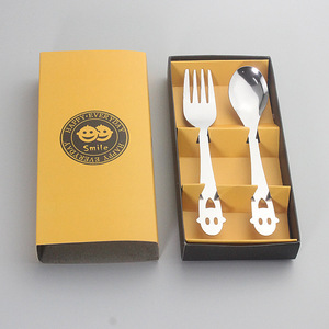 不锈钢笑脸餐具两件套叉子勺子筷子韩式礼品2件套礼盒定制