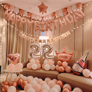 网红女孩生日快乐浪漫派对场景布置背景墙气球18岁成人礼装饰用品