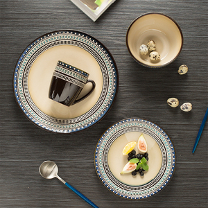 北欧碗碟套装家用欧式陶瓷碗盘子平盘吃饭碗沙拉碟马克杯组合餐具