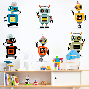 原创卡通机器人儿童房卧室幼儿园早教培训中心装饰创意墙贴纸贴画